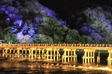 嵐山花灯路２０１８　渡月橋と法輪寺