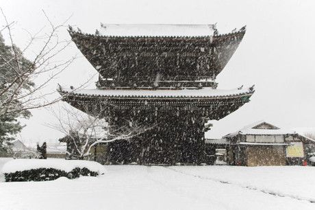 雪の京都　吹雪の清凉寺